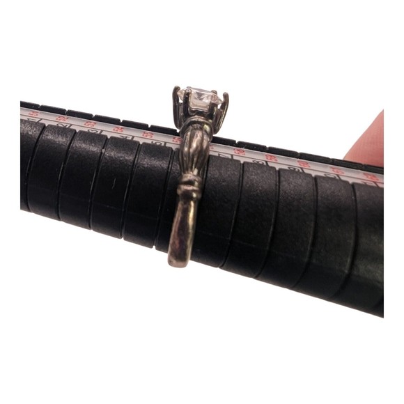 VTG Sterling Silver Round Cut Cubic Zirconia Solitaire Ring 925 CZ Size 8 Bridal - Picture 4 of 11